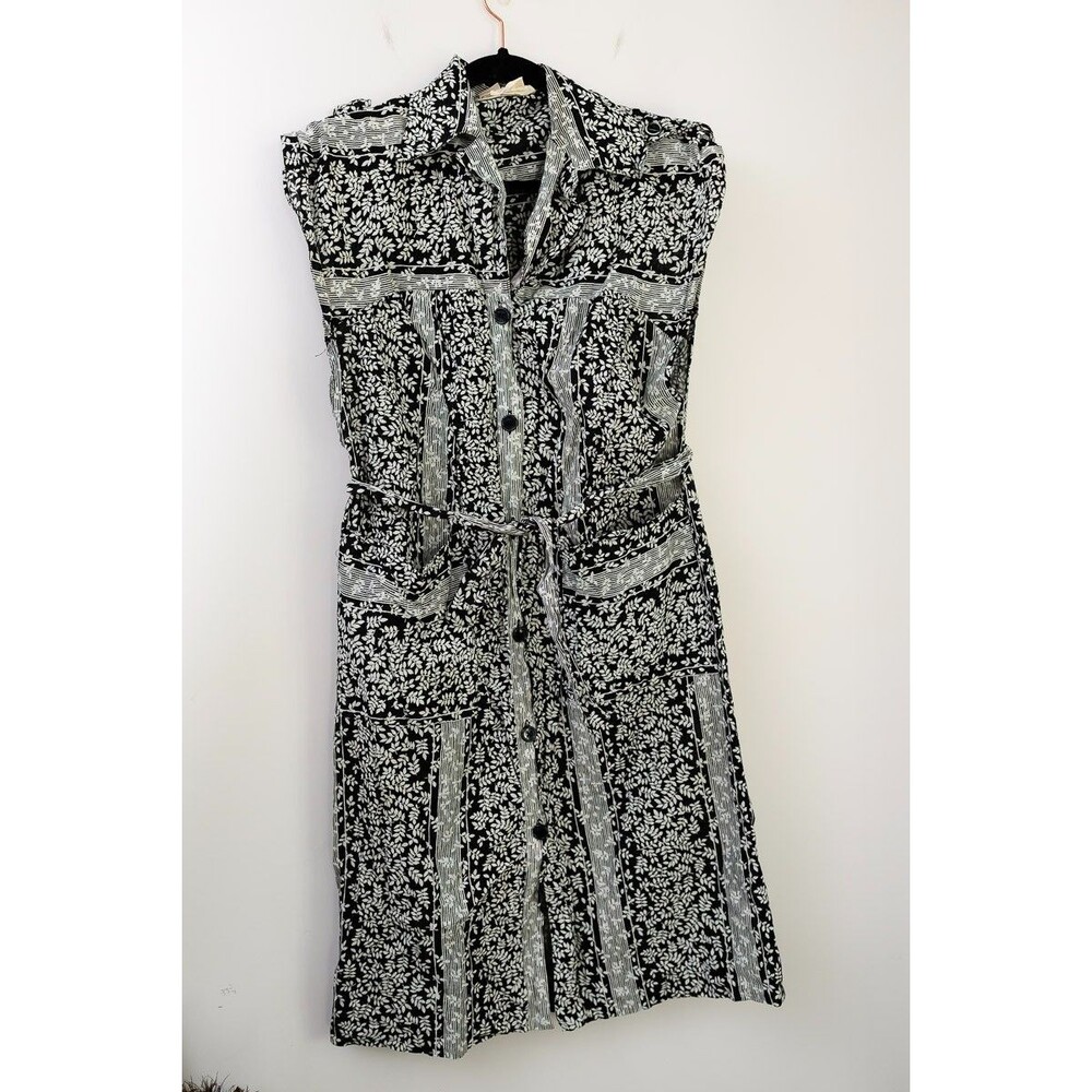 Vintage Vicadam black and white dress floral france Cotton L‎